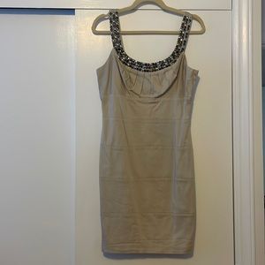Bisou Bisou Tan Bodycon Dress with Metallic Beading 12